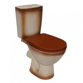 Унитаз-компакт "Соло" коричневый (гориз, нижн, сид. полип., 2-кн.арм.) (Rosa)