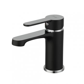 Смеситель для раковины 35к F1042 FRAP б/отв (литой, п/гайку, черный/хром, латунь)