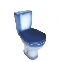 Унитаз-компакт "Соло" синий (гориз, нижн, сид. полип., 2-кн.арм.) (Rosa)