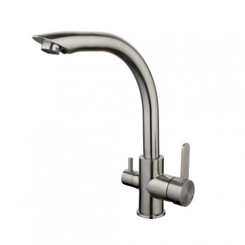Смеситель для кухни 35к G4399 GAPPO с вых. для питьевого фильтра, нерж. сталь, п/гайку САТИН