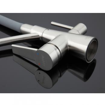 Смеситель для кухни 35к G4398 GAPPO гибкий излив, с вых. для питьевого фильтра, СЕРЫЙ-сатин