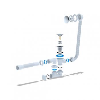 Обвязка на ванну 1 1/2*40 с вып Click-Clack грибок-сетка, с перел с г/т 40*50 EC255GS АНИ пласт