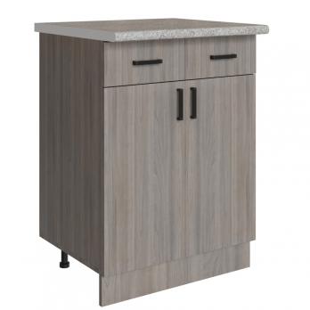 Стол разделочный 60 шимо/ясень светлый (2 ящика), столешница гранит пёстрый