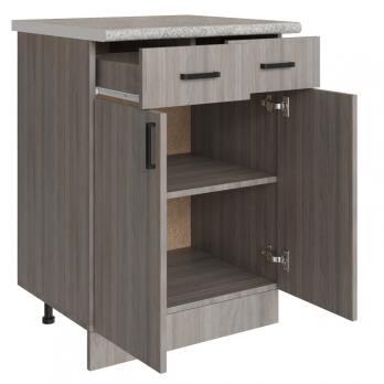 Стол разделочный 60 шимо/ясень светлый (2 ящика), столешница гранит пёстрый