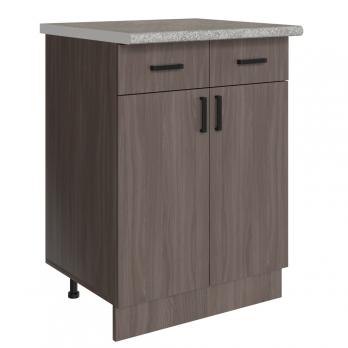 Стол разделочный 60 шимо/ясень темный (2 ящика), столешница гранит пёстрый