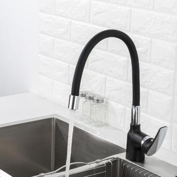 Смеситель для кухни 35к F4453-04 FRAP (гибкий излив, п/гайку, ЧЕРНЫЙ, латунь)