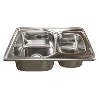 Мойка врез 70х50 (0,8) 2-х чаш вып 3 1/2 MIXLINE 18см с сифоном