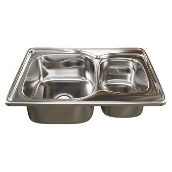 Мойка врез 70х50 (0,8) 2-х чаш вып 3 1/2 MIXLINE 18см с сифоном