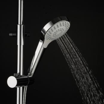 Душевая система 35к F2441 FRAP лейка "Тропич. душ" (D230мм, пов. L-излив, белый/хром, латунь)