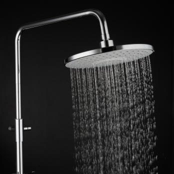 Душевая система 35к F2441 FRAP лейка "Тропич. душ" (D230мм, пов. L-излив, белый/хром, латунь)