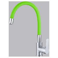 Смеситель для кухни 35к HB70112-12 HAIBA гибкий излив, б/отв боковая,ЗЕЛЕНЫЙ/ХРОМ