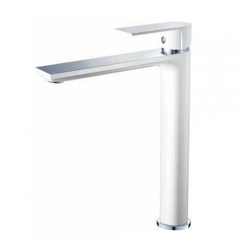 Смеситель для раковины 40к HB11505-8 HAIBA б/отв, высокий, п/шпильку, БЕЛЫЙ/ХРОМ