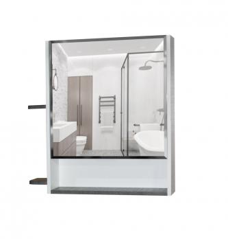 Зеркальный шкаф "Сура 70" без подсветки, с полками (ПВХ)