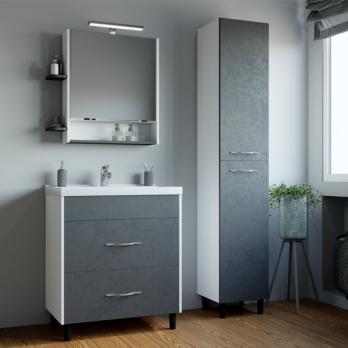 Зеркальный шкаф "Сура 70" без подсветки, с полками (ПВХ)