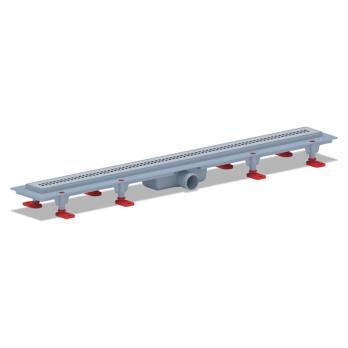 Трап линейный пласт. СУХОЙ 850*62 вып.40мм, стальн. нерж решетка матовая "Риф"  АНИ пласт TLQ1285M