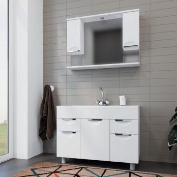 Зеркальный шкаф "ЭТЬЕН-100" универсальный с подсветкой (ПВХ)