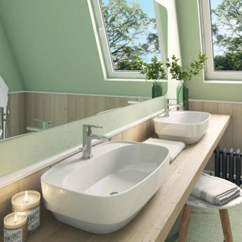 Раковина накладная на столешницу "Купер-65*43" ш*г, с отв. под смеситель (Kirovit)