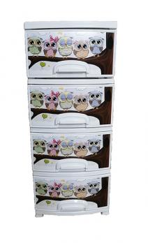 Комод ДЕКОР 4 ярус Совушки белый В95*Ш38*Г47