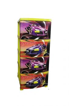 Комод ДЕКОР 4 ярус Спорткар лимонный В95*Ш38*Г47