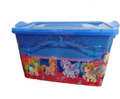 Контейнер д/хранения 35л темно-голубой Единорожки