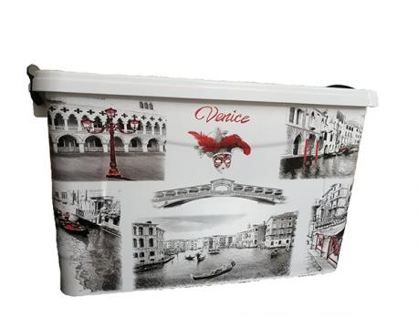 Контейнер д/хранения 50 л белый-черный Венеция