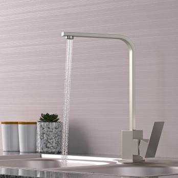 Смеситель для кухни 35k MIXLINE MLSS-0318 плоский излив, п/гайку САТИН