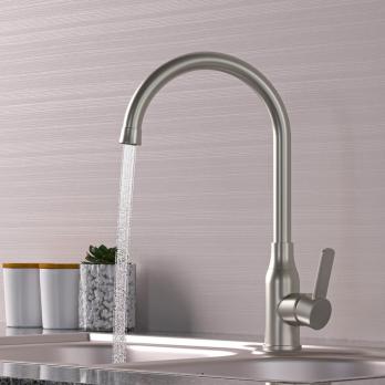 Смеситель для кухни 35k MIXLINE MLSS-0321 трубчатый излив, п/гайку САТИН