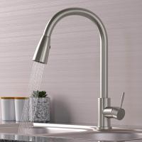 Смеситель для кухни 35k MIXLINE MLSS-0323 выдвижная лейка (длина выдвиж. шланга 1,6м), п/гайку САТИН