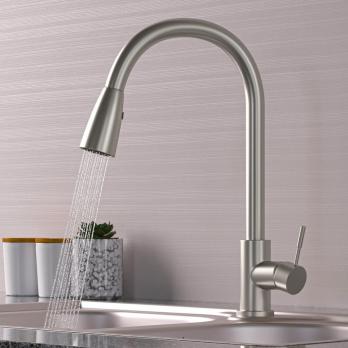 Смеситель для кухни 35k MIXLINE MLSS-0323 выдвижная лейка (длина выдвиж. шланга 1,6м), п/гайку САТИН