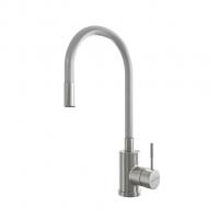 Смеситель для кухни 35k MIXLINE MLSS-0325 СЕРЫЙ гибкий силиконовый излив, п/гайку САТИН