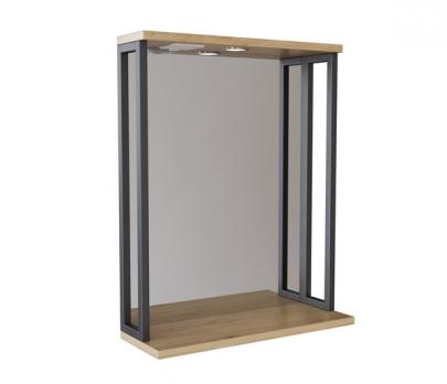 Зеркальный шкаф "БРУКЛИН" 60 Дуб Бунратти с подсветкой ЛОФТ (ЛДСП)