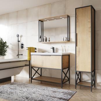 Тумба д/ванной "БРУКЛИН-100" Дуб Бунратти под раковину Фостер 100 (Kirovit) ЛОФТ (ЛДСП)