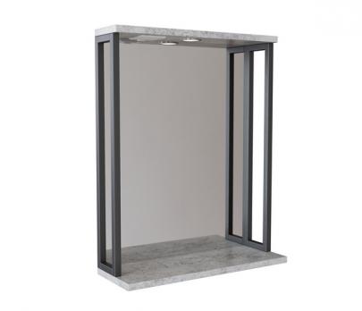 Зеркальный шкаф "БРУКЛИН" 60 Бетон с подсветкой ЛОФТ (ЛДСП)