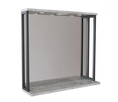 Зеркальный шкаф "БРУКЛИН" 80 Бетон с подсветкой ЛОФТ (ЛДСП)
