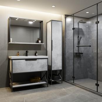 Тумба д/ванной "БРУКЛИН-100" Бетон под раковину Фостер 100 (Kirovit) ЛОФТ (ЛДСП)