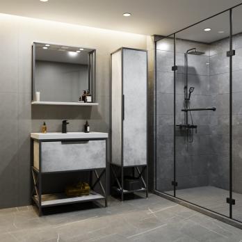 Тумба д/ванной "БРУКЛИН-80" Бетон под раковину Фостер 80 (Kirovit)/Fest 80 (Sanita Luxe) ЛОФТ (ЛДСП)