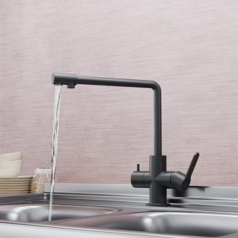 Смеситель для кухни 35k MIXLINE MLSS-03201 ЧЕРНЫЙ  подкл.к фильтру*