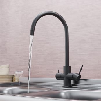 Смеситель для кухни 35k MIXLINE MLSS-03202 ЧЕРНЫЙ  подкл.к фильтру*