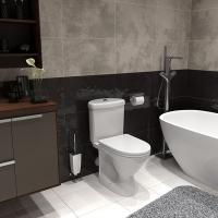 Унитаз-компакт "Арго" белый (косой, нижн, сид полипроп, 1 реж. арм. АниПласт) (Ст.Оскол)