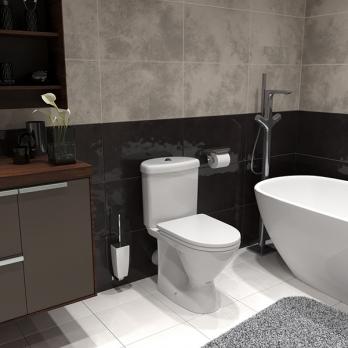 Унитаз-компакт "Арго" белый (косой, нижн, сид полипроп, 1 реж. арм. АниПласт) (Ст.Оскол)