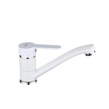 Смеситель для кухни 35к F4541 FRAP (плоск.пов. излив, п/шпильку, белый/хром, латунь)