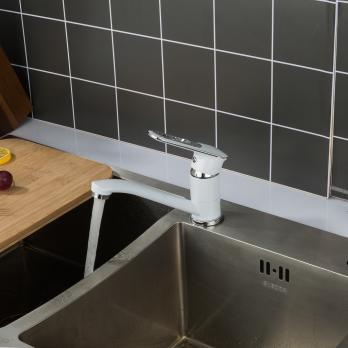 Смеситель для кухни 35к F4549 FRAP (плоск.пов. излив, п/гайку, белый/хром, латунь)