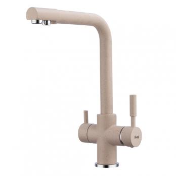 Смеситель для кухни 35к F4352-23 FRAP (выс.пов.излив, п/гайку, С ВЫХ. Д/ПИТ.ФИЛЬТРА, БЕЖЕВЫЙ, латунь
