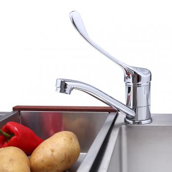 Смеситель для кухни 40к F4554-2 FRAP МЕДИЦИНСКИЙ (плоск.пов. излив, п/гайку, хром, латунь)