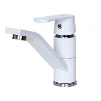 Смеситель для кухни 35к F4531 FRAP б/отв (пов. излив, п/гайку, белый/хром, латунь)