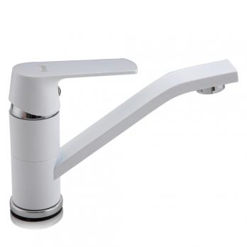 Смеситель для кухни 35к F4531 FRAP б/отв (пов. излив, п/гайку, белый/хром, латунь)