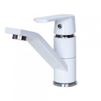 Смеситель для кухни 35к F4531 FRAP б/отв (пов. излив, п/гайку, белый/хром, латунь)