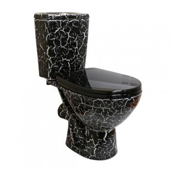 Унитаз-компакт "Соло" черный кракелюр (гориз, нижн, сид. полип., 2-кн.арм.) (Rosa)