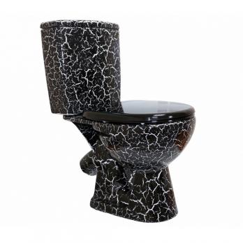 Унитаз-компакт "Уют" черный кракелюр (косой, нижн, сид полип, 2-кн арм) (Rosa)