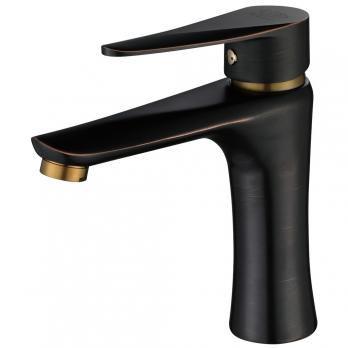 Смеситель для раковины 35к ПРОФСАН ПСМ-301-5 "STEEL BLACK" литой ЧЕРНЫЙ-БРОНЗА